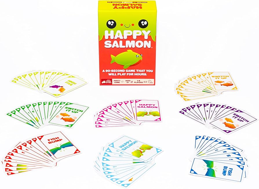 محتویات جعبه بازی هپی سالمون Happy Salmon's game components