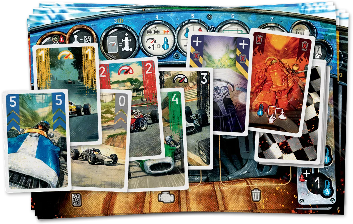 کارت ها و صفحه بازیکنان بازی رومیزی هیت: پدال تا ته (Heat: Pedal to the Metal)