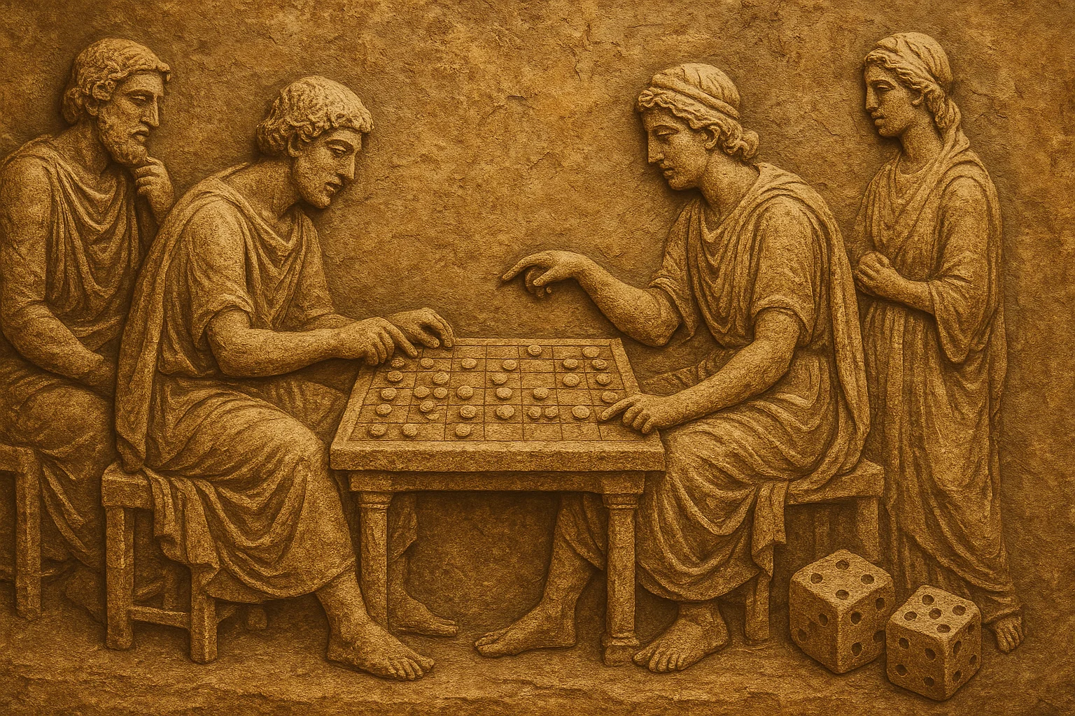 تصویر انتزاعی از بازی های رومیزی (بردگیم) در دوران باستان